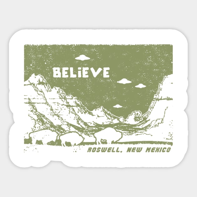 Believe Roswell UFO Sticker by Kimber27